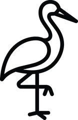 Obraz premium Minimalist Crane Line Art Icon Standing on One Leg Profile