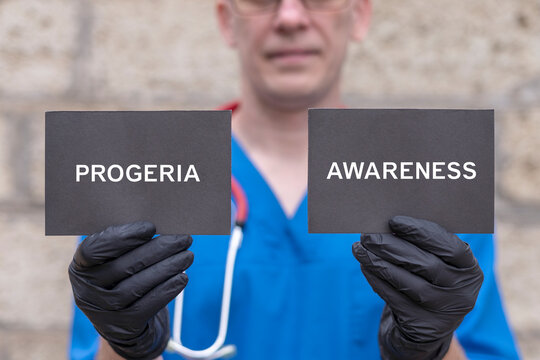Health care concept of progeria. Progeria genetic disease awareness.