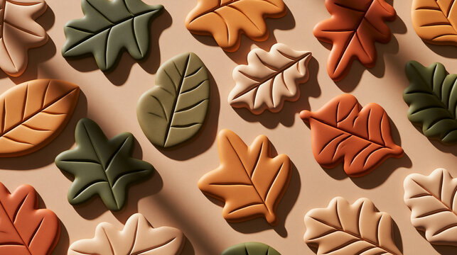 Autumn Leaves 3D Clay Art Composition Fall Themed