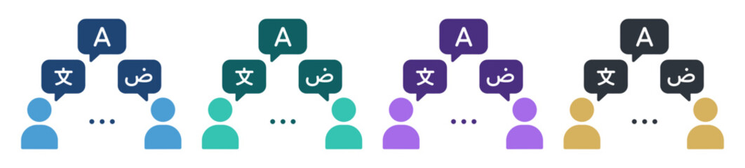 language translation chat bubble people icon set on transparent background © D. Resonant Studio
