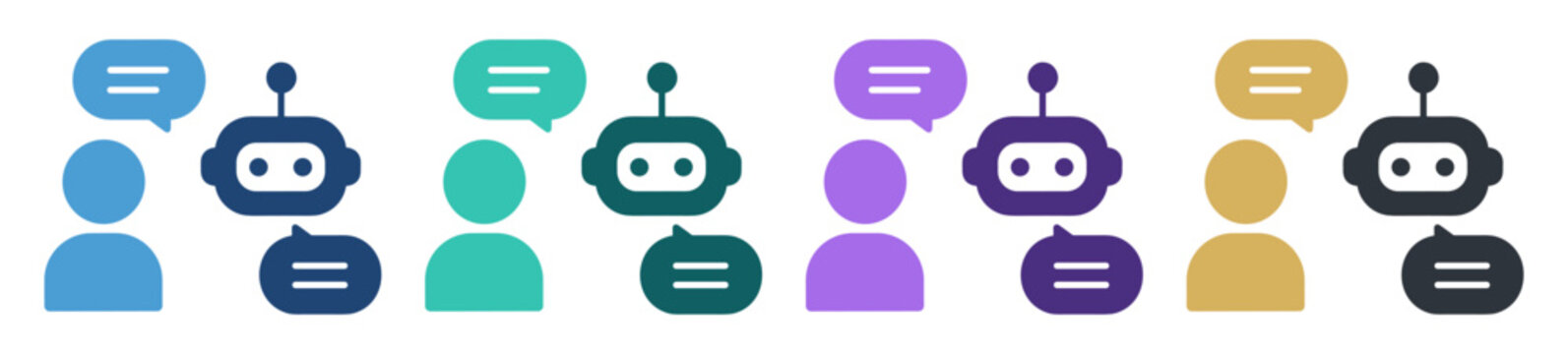 chatbot messaging conversation interface icon set on transparent background