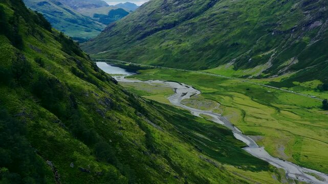 Aerial Drone Shot of Glen Coe's Loch Achtriochtan 05