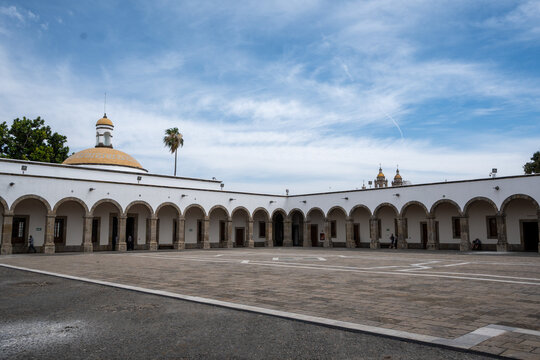 Guadalajara, Mexico - March 10 2026: Historic Hospicio Cabanas Cultural Institute in Guadalajara. UNESCO site with grand architecture, vast courtyard, classic arches.