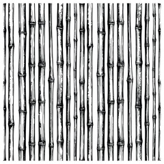 Obraz premium Detailed hand drawn ink illustration of vertical bamboo stalks forming a seamless texture repeat pattern