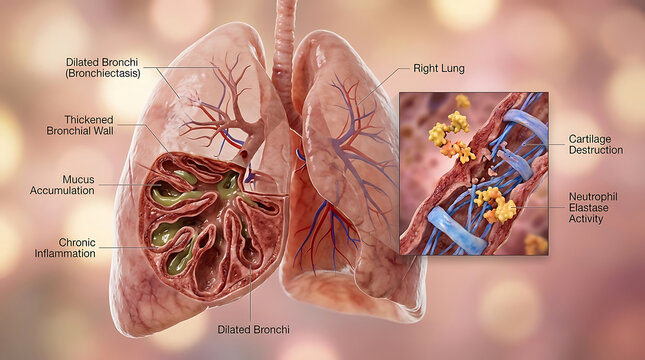 COPD Mechanism with Cytokine-Induced Airway Inflammation and Alv
