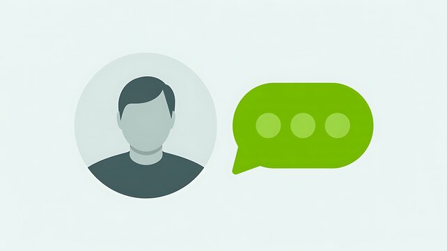User profile icon with a green chat speech bubble
