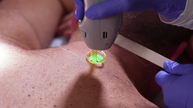 Close-Up of Laser Hair Removal on Neck and Upper Back