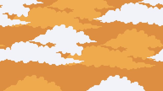 Pixel Art Cloud in the Afternoon Seamles Loop Animation