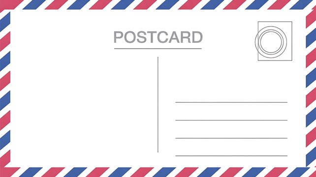 Classic airmail postcard template with pink and blue border