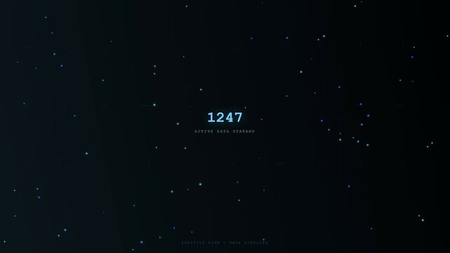 Predictive maintenance monitoring displays numbers counting upward while floating light particles drift across a dark interface creating a seamless digital flow in this computer generated scene