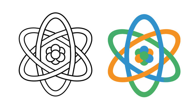 Atomic symbols shown in black outline and color