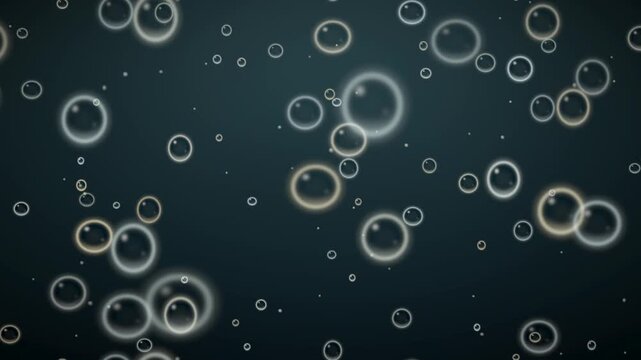 Underwater air bubbles rising through deep blue water abstract motion background seamless loop in soft water tones