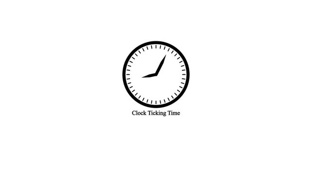 Minimalist clock ticking time motion graphic icon animation with text on white background, looping timer symbol for countdown, schedule, UI design, and deadline concept.4k stock Video