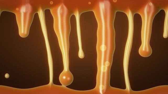 Thick Golden Honey Dripping in Slow Viscous Strands seamless loop in cool amber tones