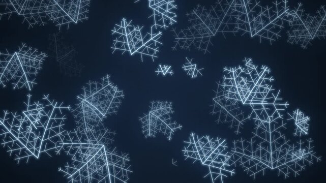 Ice Crystal Frost Growing Dendritic Branches Glowing Cool Blue Winter Abstract Motion Background Seamless Loop in rich blue tones