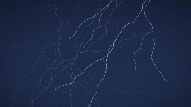 Branching Electric Lightning Bolts Flickering Across a Dark Sky Seamless Loop in vibrant blue tones