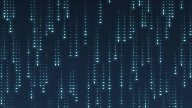 Falling digital code rain glowing streaks seamless loop in soft cyan tones