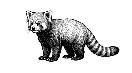 Red panda engraving in vintage scientific style. © nirmala