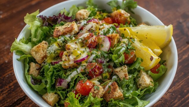 A bowl of Fattoush - Classic Levantine salad