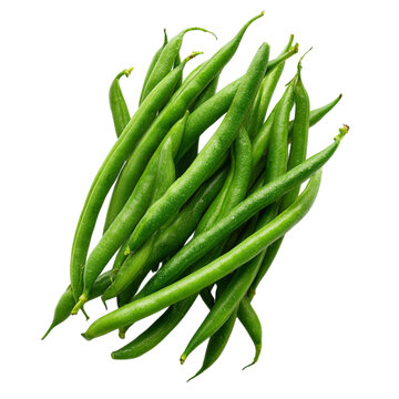 Fresh green string beans with water drops for healthy cooking