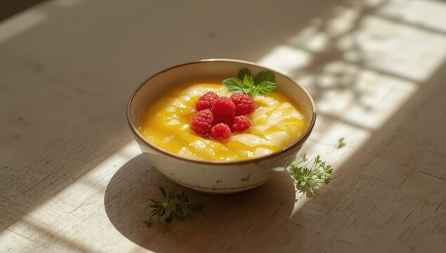 a dish of cornmeal mush on a bright surface