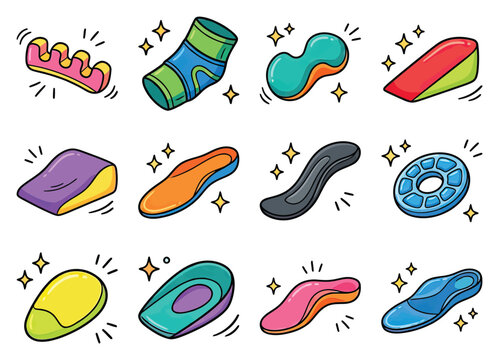 Various foot care and orthopedic products with a clean and healthy vibe