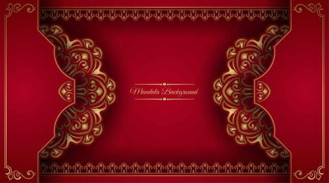 Luxury red mandala background, round decoration