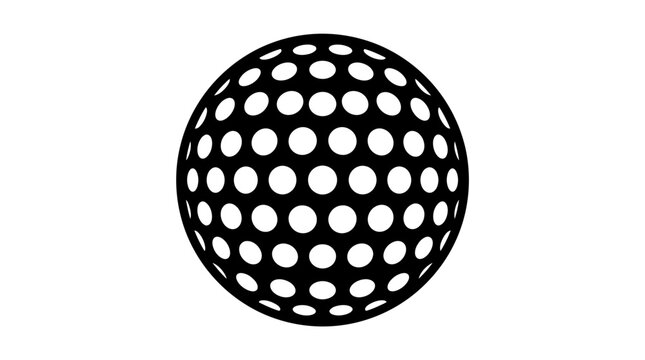 Golf ball silhouette with dimples on a white background