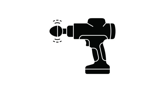 Percussion massage gun silhouette on a white background