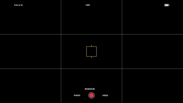 Dslr camera frame viewfinder modern mobile phone camera user interface screen capture overlay 4K