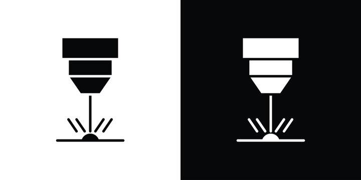 Laser machine icon in black and white, best for Marketing