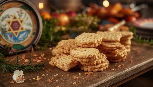 Artisan matzah for Passover.