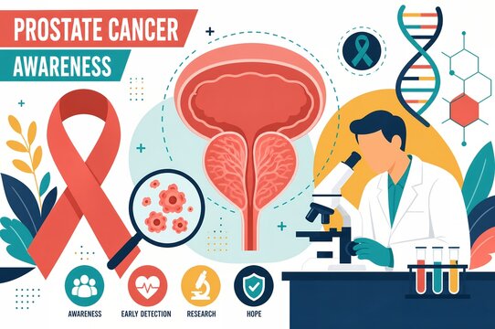 Prostate Cancer Awareness and Laboratory Oncology Research Infographic