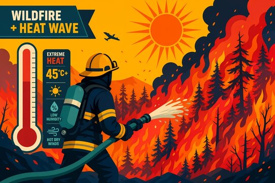 Wildfire and Extreme Heat Wave Climate Crisis Infographic