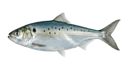 Obraz premium American shad fish specimen detailed silvery scales and fins isolated on transparent background herring clupeidae anatomy