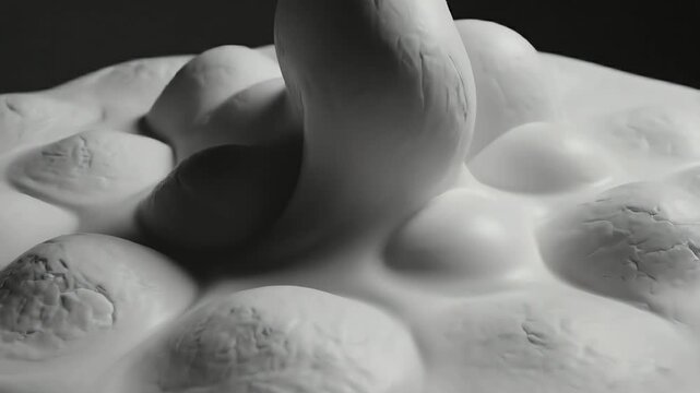 White organic bumps shifting and growing on a smooth surface