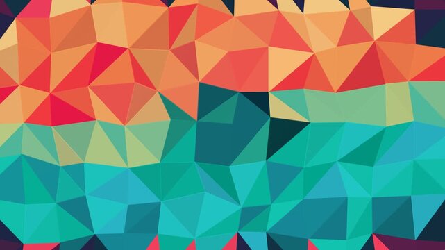 Abstract geometric pattern made of multicolored triangles arranged in horizontal bands of color gradients