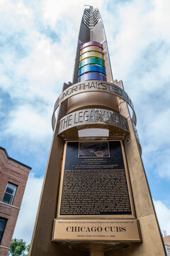 A Glenn Burke memorial pylon on Chicago's Legacy Walk, which inspired the Chicago Cubs 2026 Pride Night jersey honoring the pioneering LGBTQ+ Major League Baseball player. July 2026