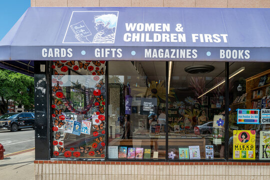 Women & Children First bookstore in Andersonville Chicago  neighborhood. Independent retail shop specializing in feminist, inclusive, and diverse literature. July 2026