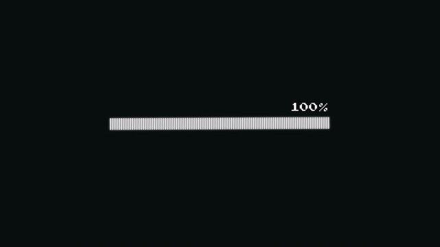 Futuristic Glitch Effect Loading Bar Retro Digital Data Progress Graphic.Alpha Chanel