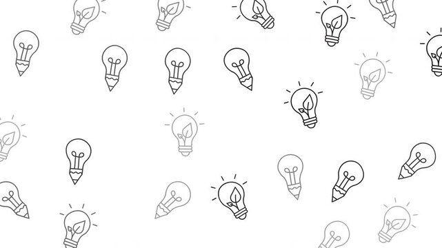 Minimalist pattern of creative and eco-friendly light bulb icons representing green energy and ideas