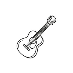 Fototapeta premium Tilted acoustic guitar vector line art.
