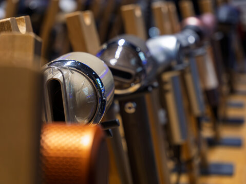 Stylish Hair Dryers Displayed in Retail Store
