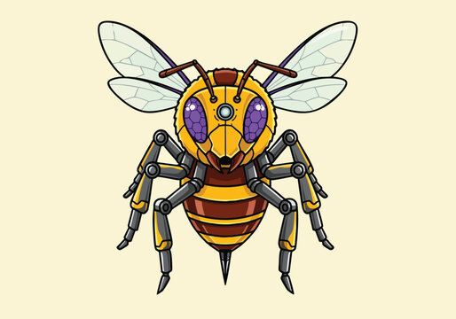 Mechanical robotic bee with cybernetic parts