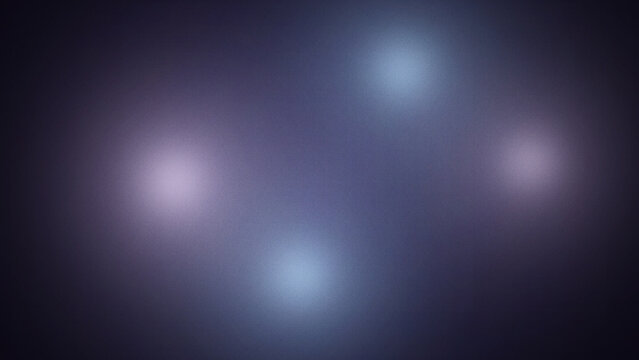 Abstract Dark Blue Gradient Background with Glowing Light Spots and Grainy Film Texture
