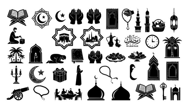 Modern Ramadan Spiritual and Islamic Worship Solid Vector Icon Pack