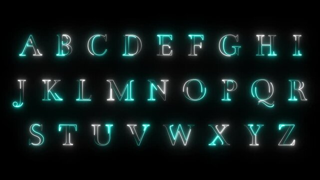 Animated Neon Alphabet A&ndash;Z. Luminous ABC Letters Motion Graphic.