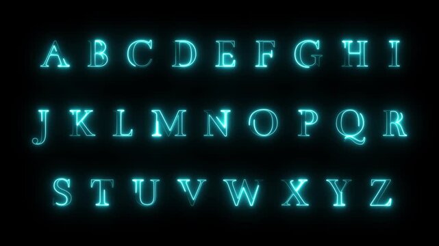 Animated Neon Alphabet A&ndash;Z. Luminous ABC Letters Motion Graphic.