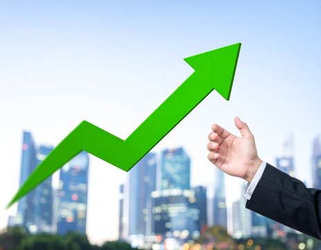 Visualize business growth with this arrow up, showing success and progress, perfect for marketing, finance, and corporate communications material usage.