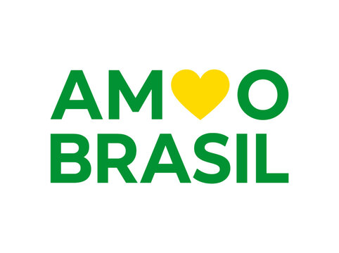 vector Brazil Independence Day Celebration Amo Brasil Text with Yellow Heart Symbol on Background on transparent background